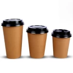 8oz 12oz 16oz Customized Design Paper Cups Disposable Printed Paper  Coffee Cup plastic paper glass with lid
