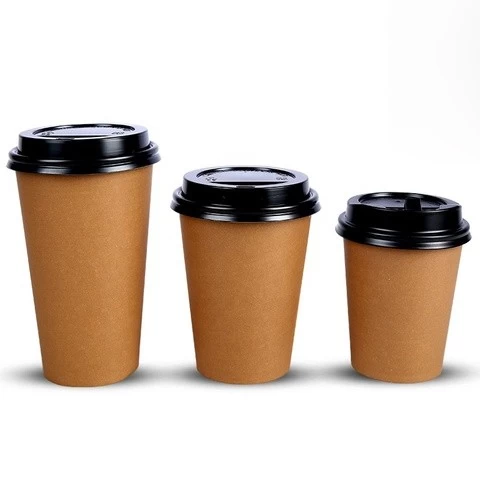 8oz 12oz 16oz Customized Design Paper Cups Disposable Printed Paper  Coffee Cup plastic paper glass with lid