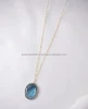 925 Sterling Silver Labradorite Gemstone Gold Vermeil Pendant Necklace Handmade Indian Jewelry