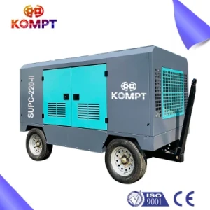 AC Industrial Heavy Duty Movable Portable with Cummins Diesel Engine Direct Driven Rotary Screw Type Air Compressor with Jack Hammer