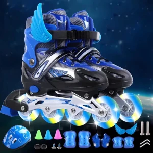 Adjustable Inline Skate Shoes Flashing Light Up Wheels Beginner Children Roller Skates Boys Girls Roller Skate
