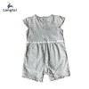 All over print cotton cute baby romper with bowknot