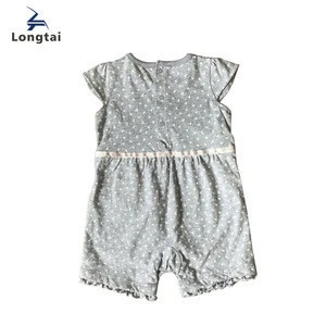 All over print cotton cute baby romper with bowknot