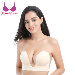 Amazing Women Invisible Back Underwear And Bras Beige Backless And Strapless Plunge Bra Big