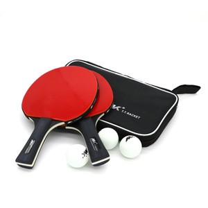 Amazon Hot Sale 2pcs/Set Customized Table Tennis Racket Bat Ping Pong Paddle Ball Set with Carrying Bag