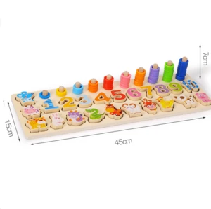 Amazon Hot Sell Develop Baby Logical Thinking Wooden Animal/Fruit/Traffic Number Blocks Matching Board Toys