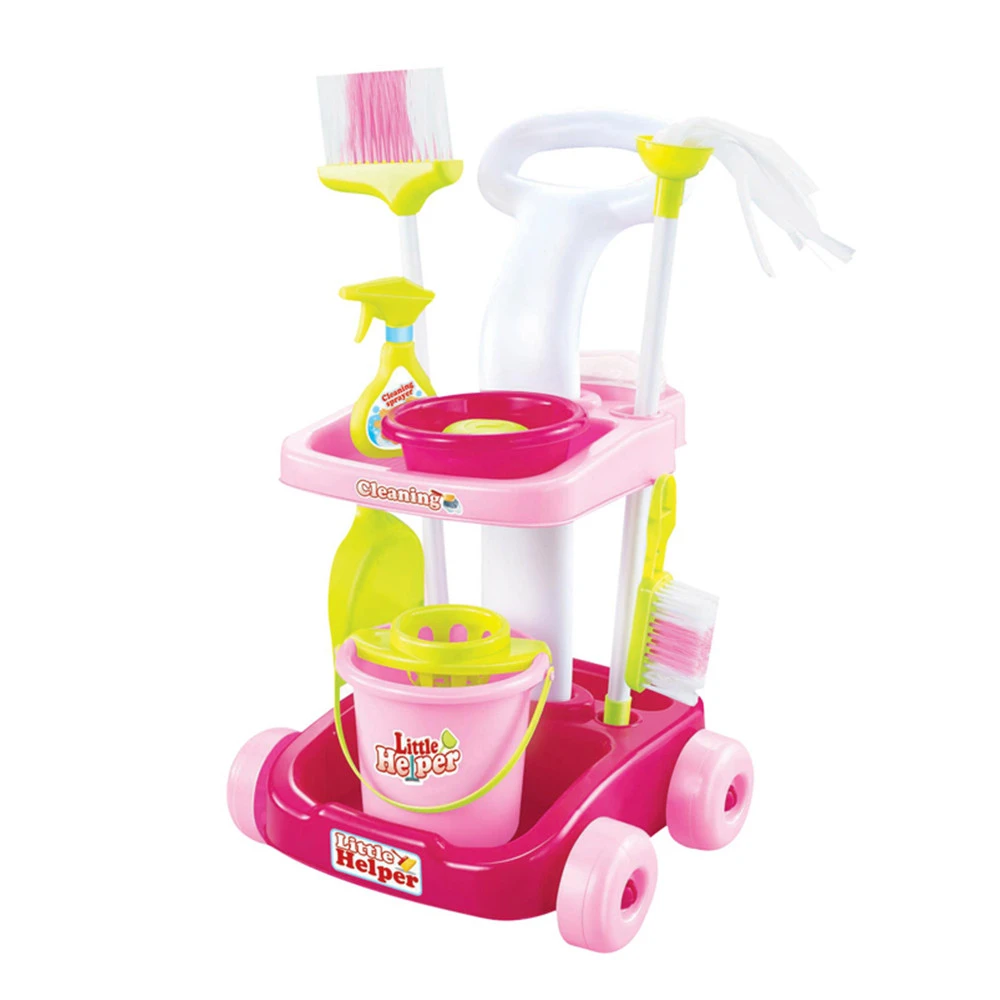 Amazon Hot selling Pretend Home Housework Mini Cleaning Cart Play House Toys Clean Appliance Aliexpress Top Seller