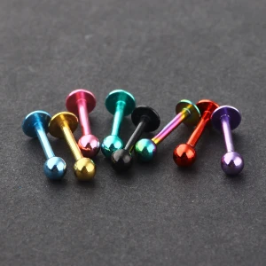 Anodized Surgical Steel Wholesale Body Jewelry 16G Lip Ring Stud Ear Barbell Piercing Labret Pircing Tragus Earrings