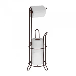 Bathroom Removable Metal Free Standing Toilet Paper Holder Tissue Paper Roll Holder with Shelf Storage