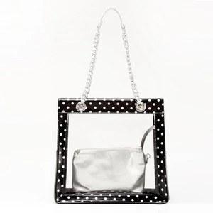 Beautiful Casual Totes Handbag Designed For Trendy Women In Black With Dot Pattern