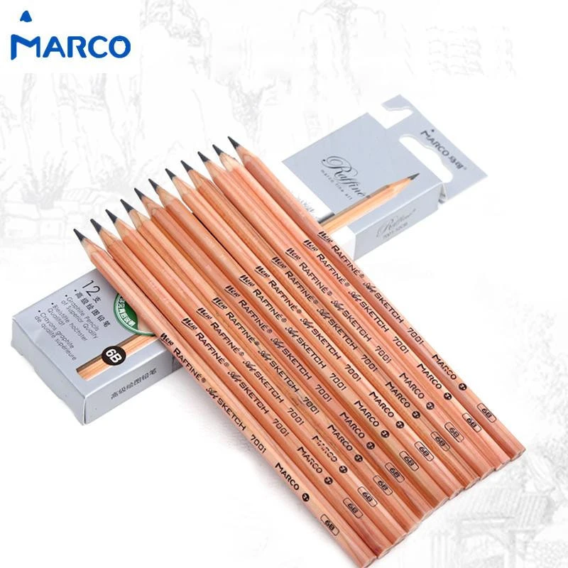 BGLN 12Pieces/Box Marco&#x27;s Sketch Drawing Pencil Set Non-toxic Pencils For School Student Top Quality Standard Pencils lapiz 7001
