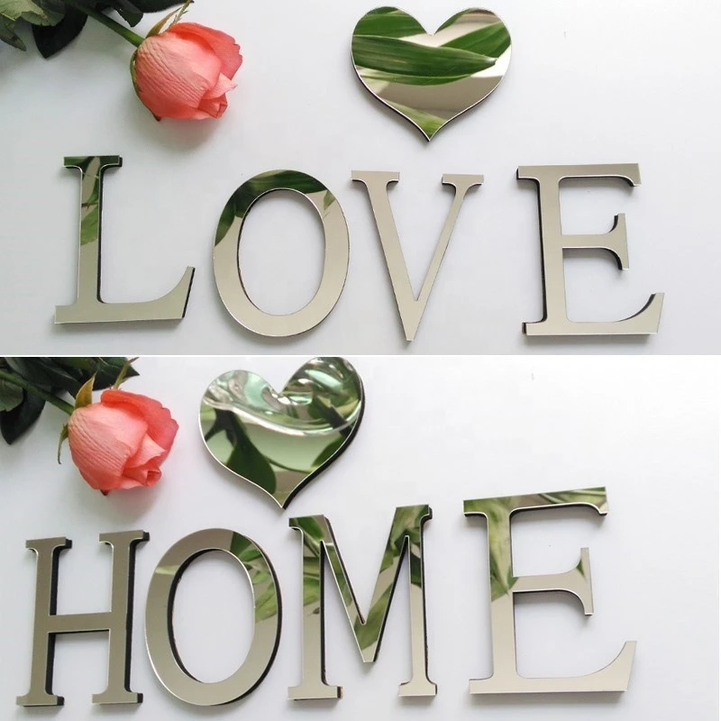 Biumart New Acrylic Mirror 3D DIY Wall Stickers Stickers English Letters Home Decoration Creative Personality Special