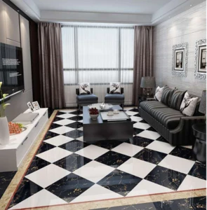 Black and White Tiles Floor Medallions Waterjet Marble Tiles Design Floor Pattern