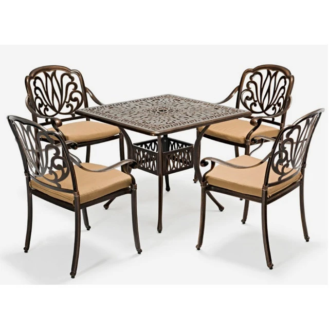 Black cast aluminum beach furniture chairs outdoor dining sets