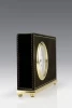 black leatherette finished  with top-stitched edges desk clock