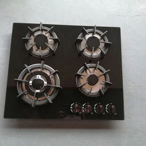black tempered glass  Kitchen Appliance built in gas hob  with cast iron pan support
