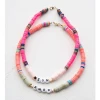 Bohemian Light Pink and Light Blue Heishi Beads Necklace