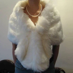 Bridal Wear Faux Fur Stole Bridal Wrap Designer Shrug Ivory Faux Fur Shawl HSC1463