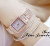 BS Wristwatch Luxury Crystal Women Dress Watch Fashion Rose Gold Quartz Watches Female Stainless Steel Ladies Wristwatches