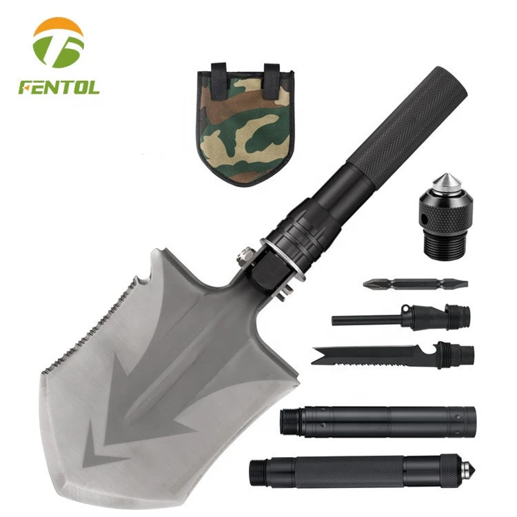 Camp shovel fire starter and hammer multi tool outdoor camp foldable shovel