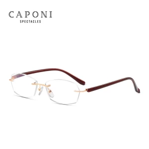 Caponi New Products 2021 Rimless Anti Blue Light Blocking Plastic Eyewear Women Gafas De Lectura Optical Reading Glasses