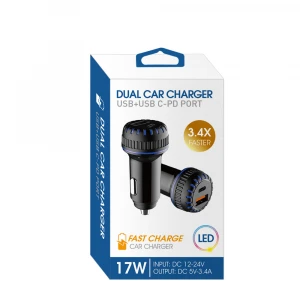 Car Adapter Dual Ports 15W Fast Charging Type C USB Car Charger Phone Accessiories USB C Car Adapter
