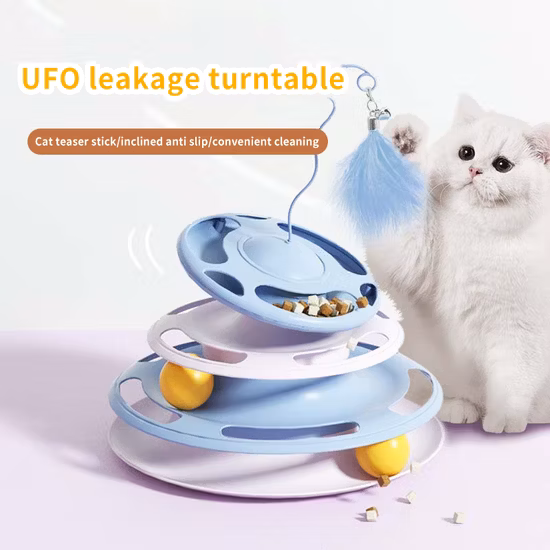 Cat Flying Saucer Turntable Toy Educational Interactive Food Leaking Pet Toy