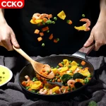 CCKO 26cm/28cm/30cm marble coating nonstick cooking pan, maifan stone frypan kitchen non stick fry pan, non-stick frying pan