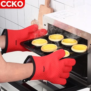 CCKO high quality kitchen heat resistant silicone oven glove anti scald microwave oven gloves heat resistance silicone oven mitt