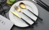 cheap bulk rose gold flatware spoons forks knives silverware 304 stainless steel cutlery travel set with wheat straw gift box
