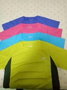 cheap Stock lot apparel ladys T-shirts short sleeve Sports breathable stocklot garment