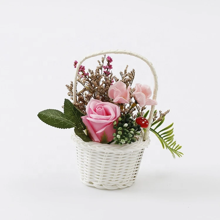 Cheaper custom roses gift home decoration soap flowers in basket