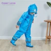 Child raincoat for kids hooded raincoat waterproof blue jumpsuit with reflective strip