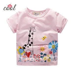 children clothing brands short sleeve print cotton kids girl t shirt wholesale