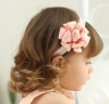 Children Hair Accessories Rose Flower Skinny Elastic Hair Strap Kids Cute Pink Flower Headbands Ribbon Flower Hair Bands