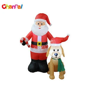 China Factory Wholesaler Inflatable Decoration Supplies 2020 New Arrivals Inflatable Santa With Dog