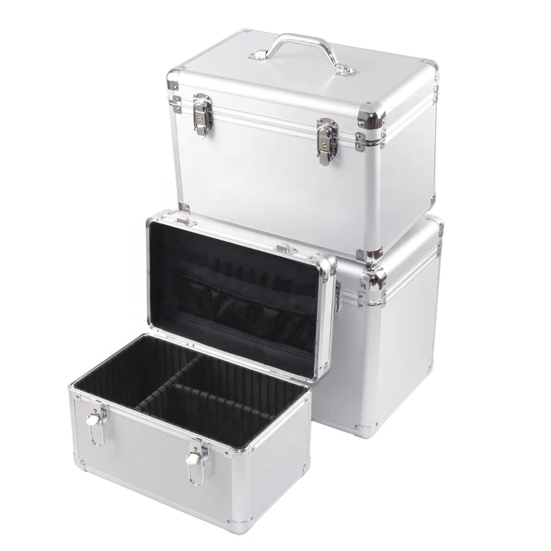 China Manufacturer Locking Silver Color Aluminum Tool Sample Carrying Case