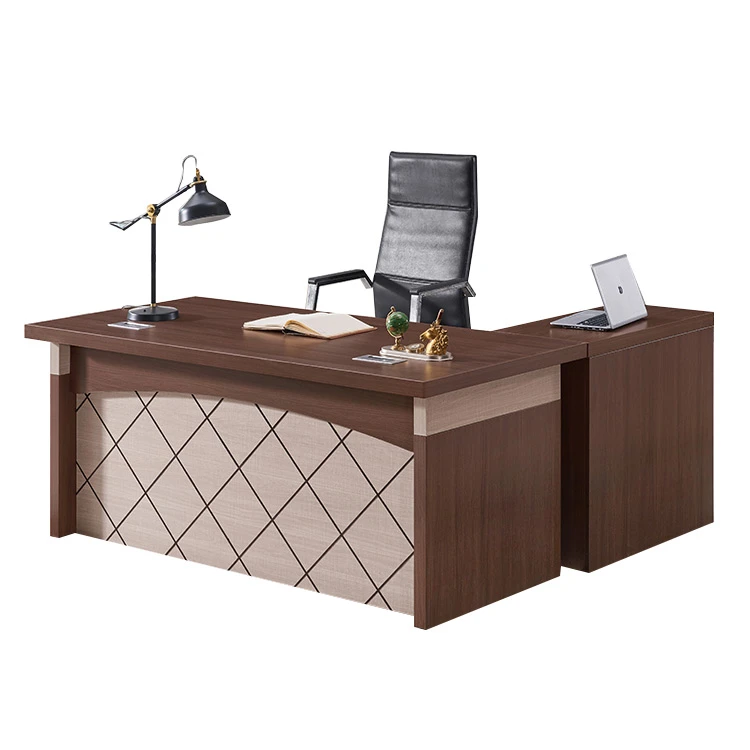 China manufacturer modern luxury L shaped executive desk office furniture with side drawer melamine mdf office desk