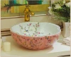 Chinese Antique ceramic sink wash basin Ceramic Counter Top hand painted ceramic Wash Basin pink with white bird Bathroom Sinks