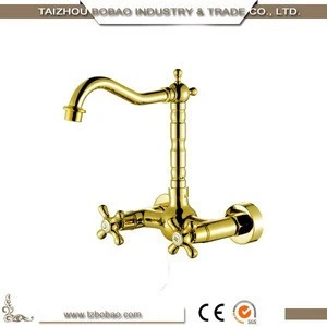 Classic Design Antique Color 3 Way Wall-Mount Old Brass Wall Mounted Kitchen Faucet