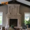 Classical style antique decorative Beige Marble Double fireplace mantel