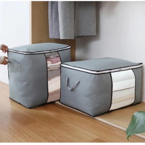 Clear Windows Storage Bags Clothes Organizer Containers With Strengthen Handle Under-Bed Storage Bags For Comforters