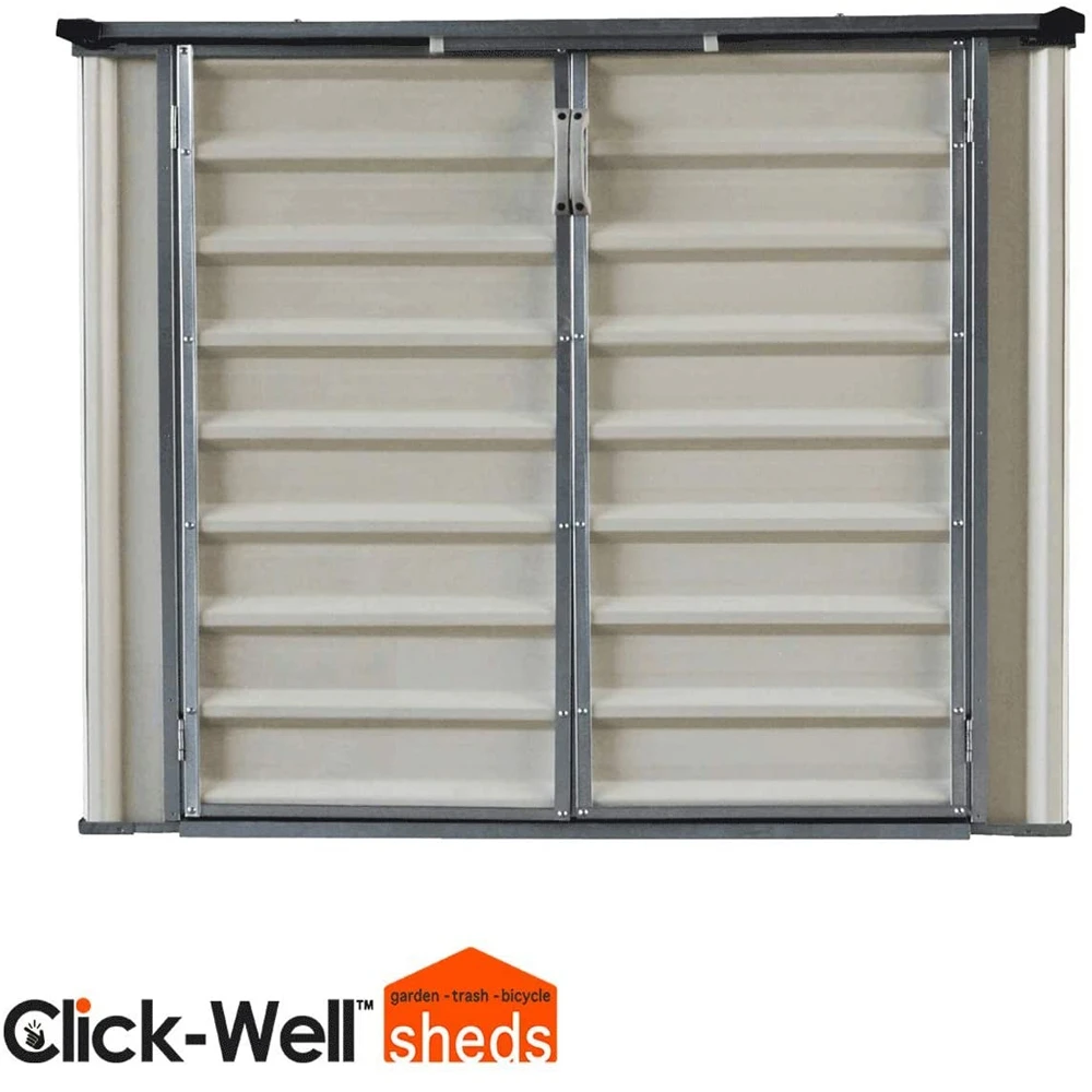 Click-Well Metal Shed Kit - 7x3 Low-Profile Sheds Storage - Outdoor Garden Storage - Metal Garden Shed