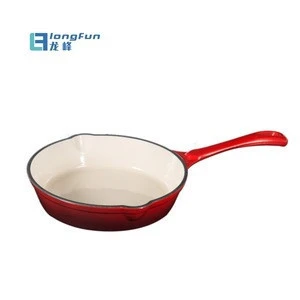 Colorful Enamel Frying Pan Cast Iron Electric Skillet With Long Handle