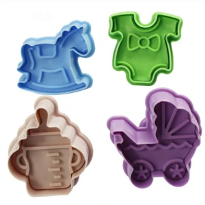 Custom 3d stamp cake tools plastic cartoon shaped cookie cutter
