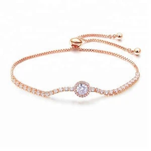 Custom accessories women bracelet white gold tiny adjustable tennis bracelet for women