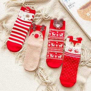 Custom Cheap Red Socks Autumn Winter Cotton Ankle Christmas Socks Women Xmas Socks