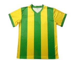 custom colored strip design common style tshirt soccer team uniforms