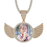 Custom Jewellery Photo Memory Medallions Picture Pendant Necklaces Hip Hop Bling Jewelry Sets Cz Cubic Zirconia Diamond Necklace