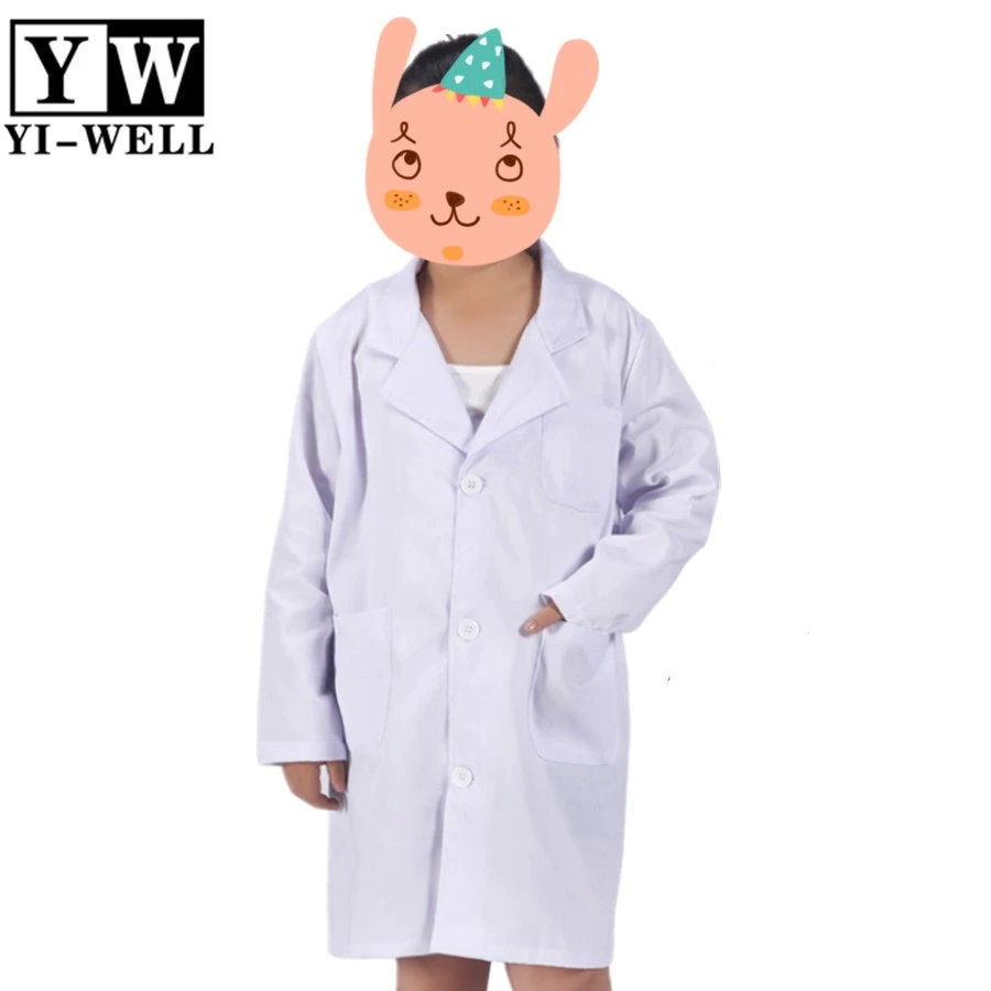 Custom Logo Real Children&#x27;s Pink White Lab Coat for School Projects Halloween Costumes